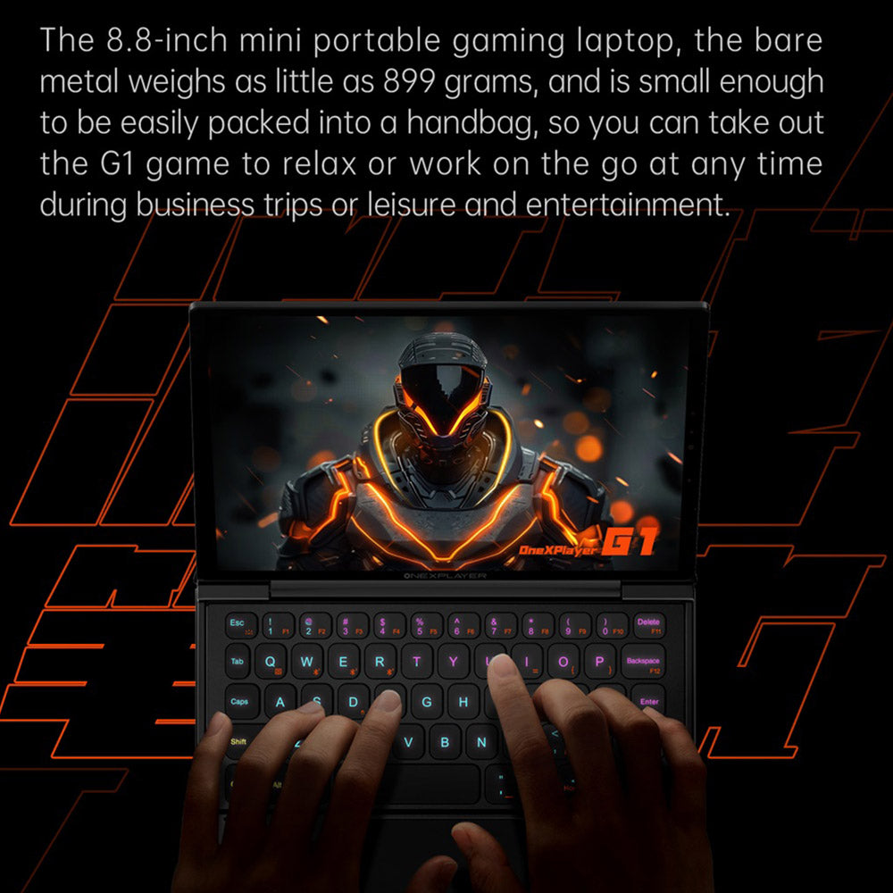 One Netbook OneXPlayer G1 Handheld Gaming PC, AMD Ryzen AI 9 HX 370 12 Cores Max 5.1GHz, 8.8'' 2560*1600 144Hz Screen, 64GB LPDDR5X 7500MHz RAM 4TB SSD, WiFi 6E, 2*USB-C, 1*USB3.2, 1*TF Card, 1* Oculink, 1*3.5mm Audio, Fingerprint Unlock - EU Plug