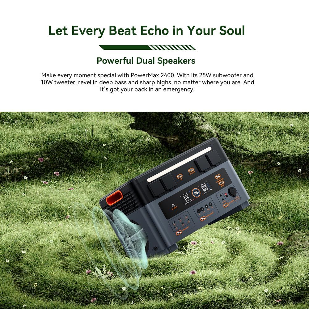 Blackview OSCAL PowerMax 2400 Power Station, 1872Wh to 20592Wh LiFePO4 Battery, 2400W(4800W Peak) 16 Ouputs Solar Generator, 1.2 Hours Ultra-Fast Charging, LED Light UPS Smart APP, 0dB Whisper-Quiet, Built-in Dual Speakers