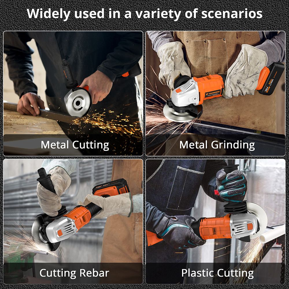 Parrior CAG12 20V Cordless Angle Grinder, with 4Ah Battery, 8500RPM Brushless Motor, Fast Charging, Adjustable Auxiliary Handle