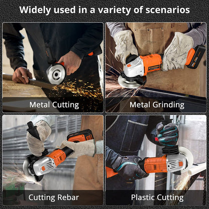 Parrior CAG12 20V Cordless Angle Grinder, with 4Ah Battery, 8500RPM Brushless Motor, Fast Charging, Adjustable Auxiliary Handle