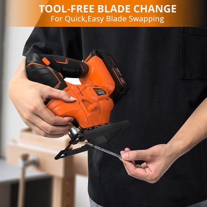 Parrior CJS03 20V Electric Jigsaw Tool, with 2Ah Battery, 2700RPM Speed, Cutting Depth of Wood and Metal 80mm/5mm (3.15"/0.2")