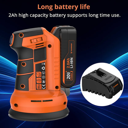 Parrior DS04 20V Cordless Electric Sander, with 2Ah Battery &amp; 5-Inch(125mm) Disc, 11,000RPM Motor