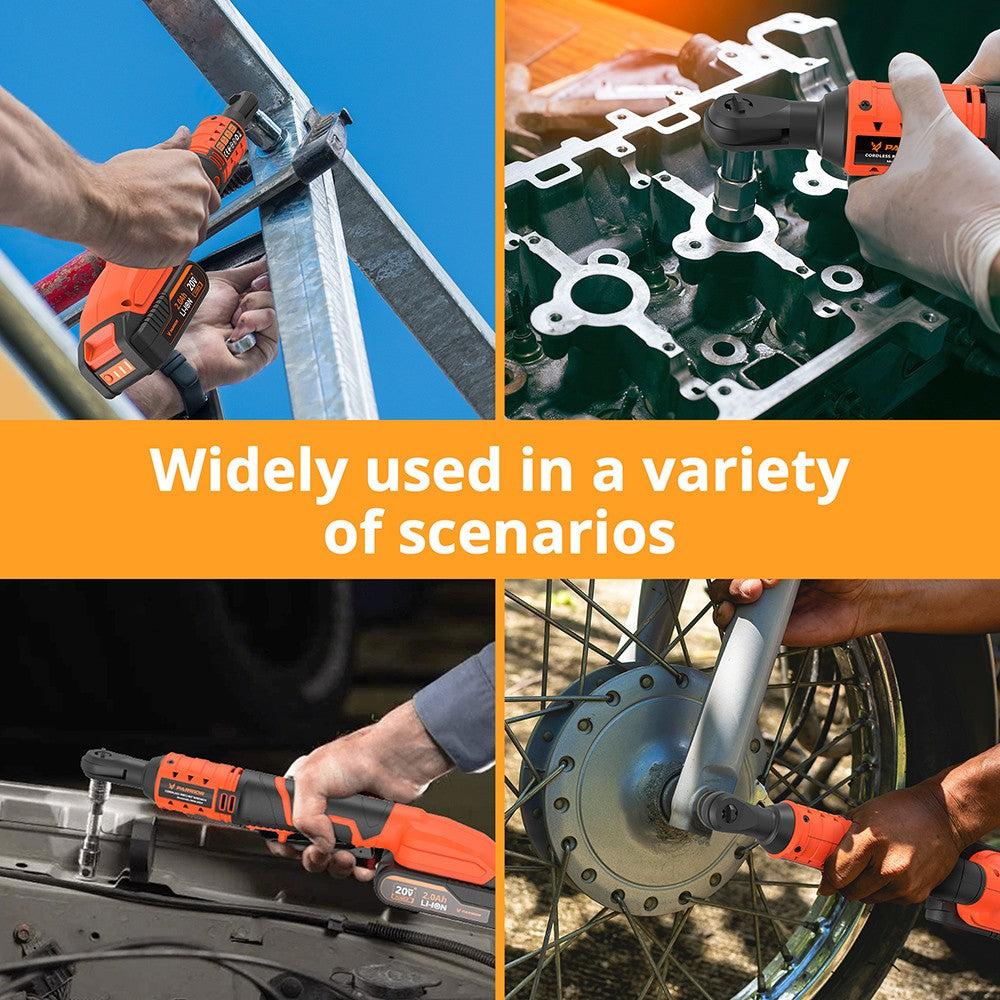 Parrior IW44 20V Cordless Electric Ratchet Wrench, 60nm Max. Torque, 260RPM Speed, 20V Input Voltage, with 2000mAh Lithium Battery