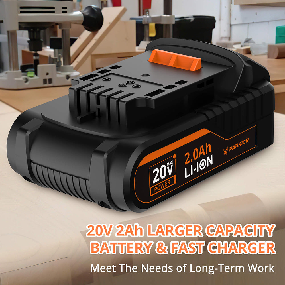 Parrior MD07 20V Electric Cordless Rotary Tool Kit, with 2.0Ah Battery, Soft Shaft Handle &amp; 56pcs Accessories, 5000-34000RPM Variable Speed