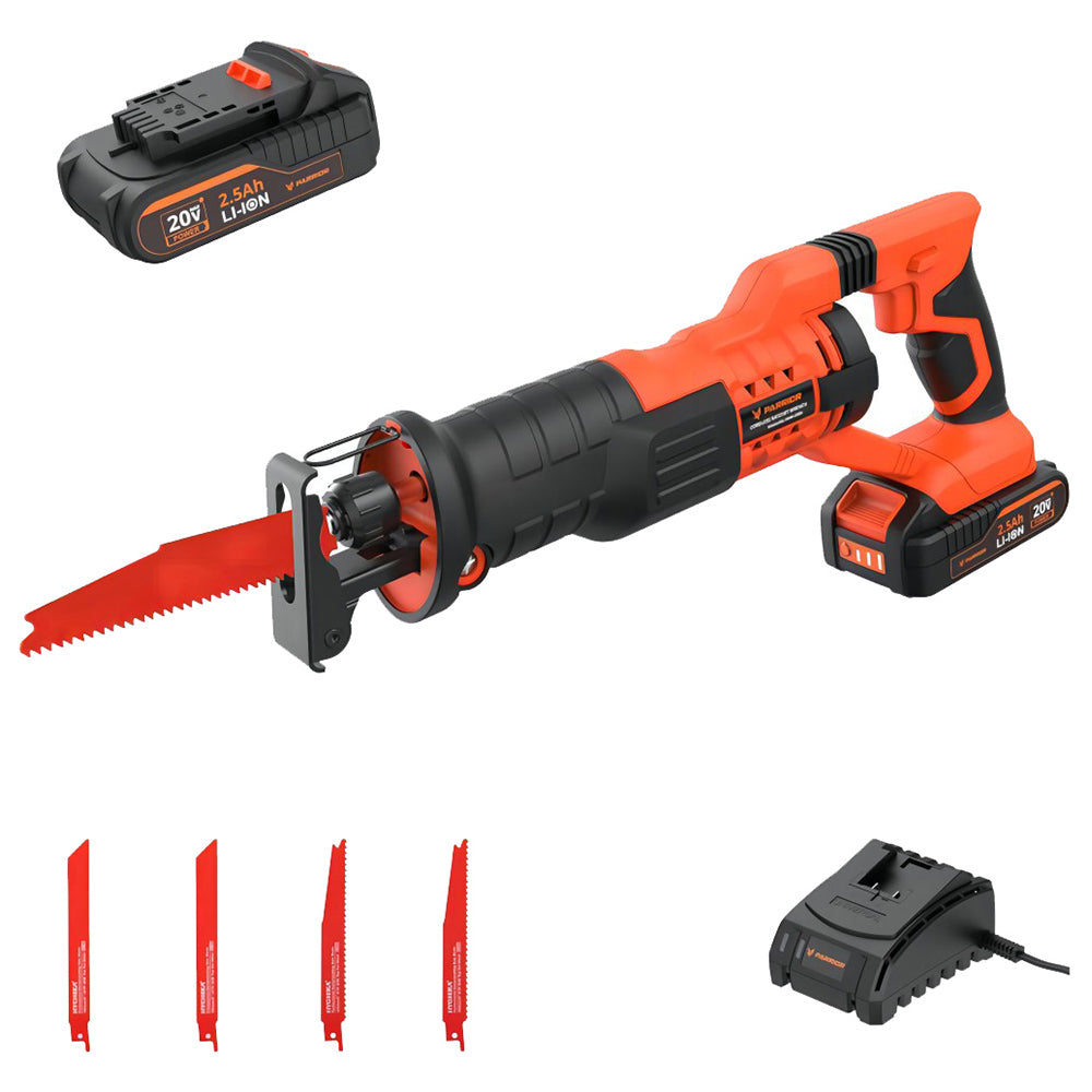 Parrior RS18 20V Cordless Reciprocating Saw, 0-2800rpm Variable Speed, LED Light, Low Noise, Smooth Running, Tool-Free Blade Change