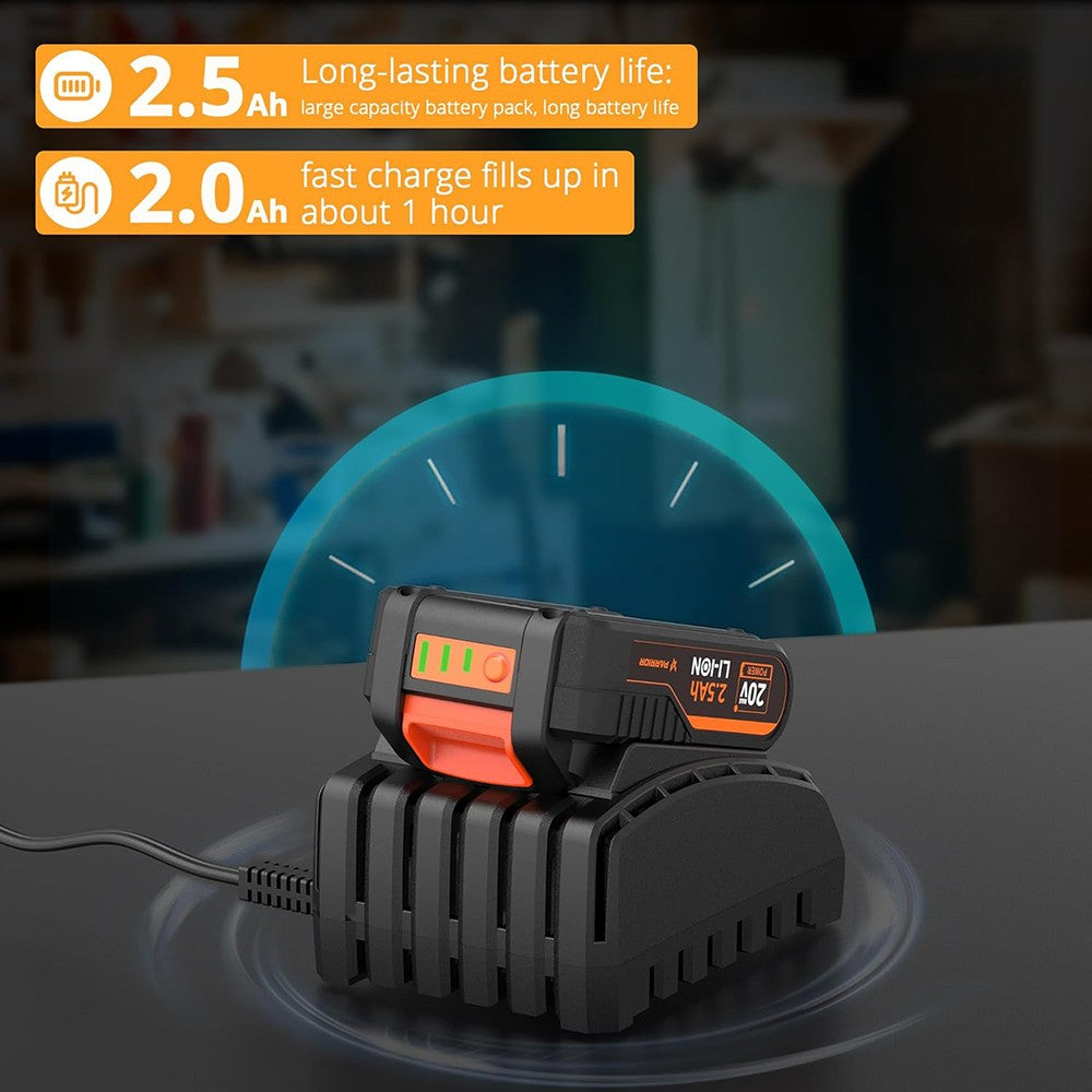 Parrior RS18 20V Cordless Reciprocating Saw, 0-2800rpm Variable Speed, LED Light, Low Noise, Smooth Running, Tool-Free Blade Change