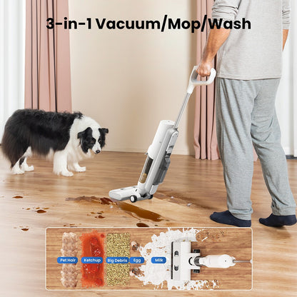 Proscenic F10 Pro Cordless Vacuum and Mop, 30min Runtime, Self-Cleaning, LED Screen, All-Around Edge Cleaning, 3 Cleaning Modes, Dual Water Tanks
