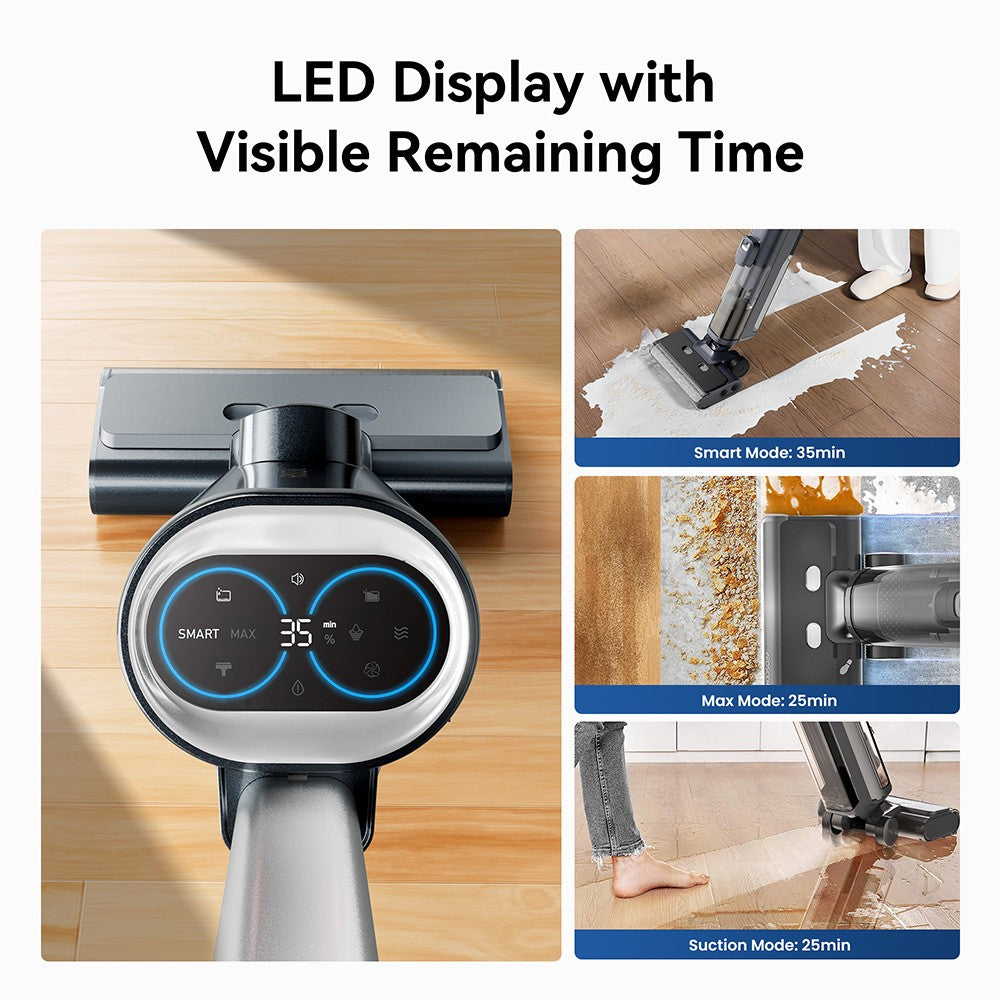 Proscenic F20A Cordless Vacuum and Mop, 35min Runtime, LED Screen, Self-Cleaning &amp; Air Drying, All-Around Edge Cleaning, App Control, Solid-Liquid Separation