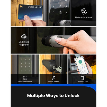 Proscenic L40 Smart Lock, Keyless Entry Door Lock with Handle, Keypads, Fingerprint, Smart App &amp; Voice Control, Anti-Peep, Log Record