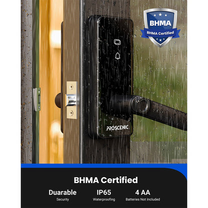 Proscenic L40 Smart Lock, Keyless Entry Door Lock with Handle, Keypads, Fingerprint, Smart App &amp; Voice Control, Anti-Peep, Log Record