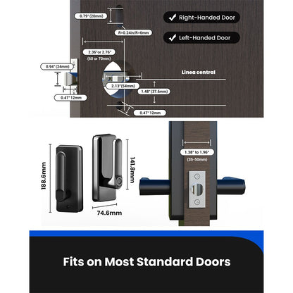 Proscenic L40 Smart Lock, Keyless Entry Door Lock with Handle, Keypads, Fingerprint, Smart App &amp; Voice Control, Anti-Peep, Log Record