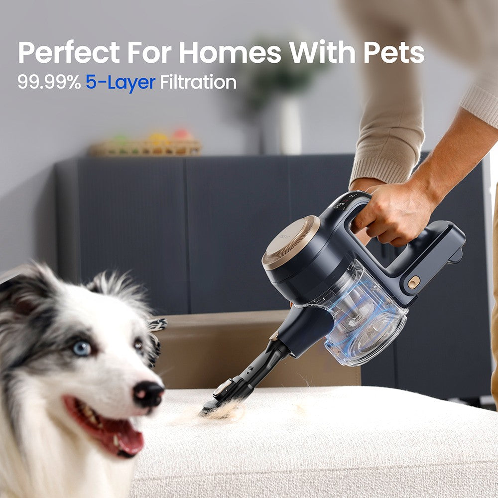 Proscenic P11 Lite Cordless Vacuum Cleaner, Max 28 kPa Suction, Up to 35min Runtime, LED Screen, Auto De-Tangles Hair, 180° Swivel Steering, 550ml Dustbin, Telescopic Pipe, Low Noise, Wall-mounted Storage