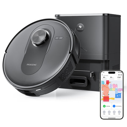 Proscenic Q8 Max Robot Vacuum and Mop Combo with Self-emptying Station, Max 4200Pa Suction, 200min Runtime, 3 Cleaning Modes, Smart 360° LiDAR Navigation, APP Control, for Floor, Pet Hair, Carpet