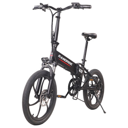 RANDRIDE YA20 Electric Bike 500W Motor 40km/h Max Speed 48V 12.8Ah Battery 80-90 Max Range 20*1.95'' CST Tires 120kg Load Shimano 7 Speed