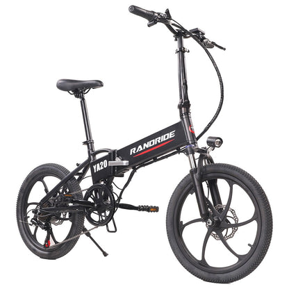 RANDRIDE YA20 Electric Bike 500W Motor 40km/h Max Speed 48V 12.8Ah Battery 80-90 Max Range 20*1.95'' CST Tires 120kg Load Shimano 7 Speed