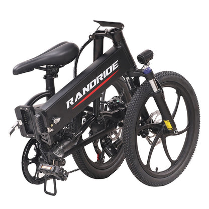 RANDRIDE YA20 Electric Bike 500W Motor 40km/h Max Speed 48V 12.8Ah Battery 80-90 Max Range 20*1.95'' CST Tires 120kg Load Shimano 7 Speed