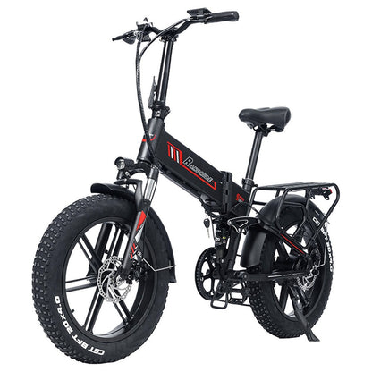 RANDRIDE YX20M Electric Bike 1000W Motor 45km/h Max Speed 48V 17Ah Battery 80-90km Max Range 20*4.0'' One-Wheel Fat Tires 150kg Load  Shimano 7-Speed Gear Alloy Wheels