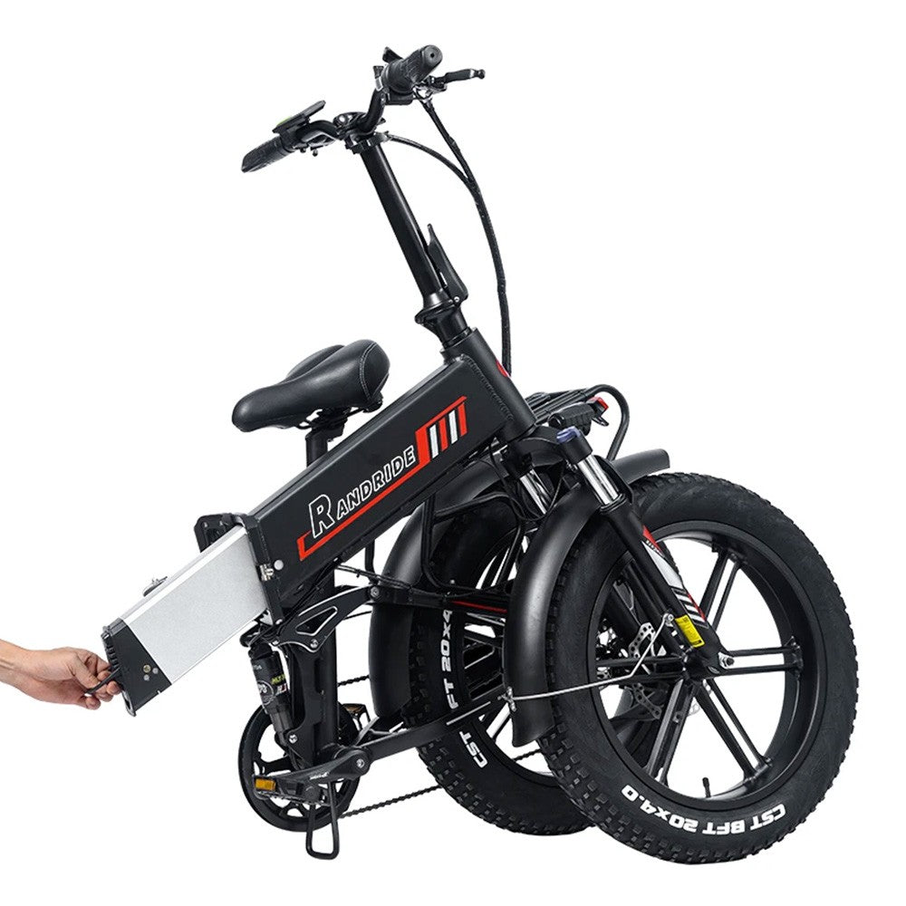RANDRIDE YX20M Electric Bike 1000W Motor 45km/h Max Speed 48V 17Ah Battery 80-90km Max Range 20*4.0'' One-Wheel Fat Tires 150kg Load  Shimano 7-Speed Gear Alloy Wheels
