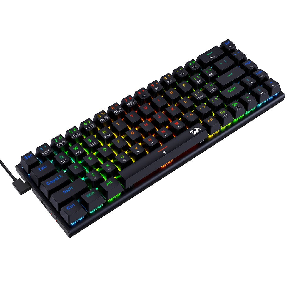 Redragon K633RGB-PRO Ryze Pro 68 Key Bluetooth/2.4Ghz/Wired Tri-Mode Mechanical Keyboard RGB Backlight Red Switch - Black