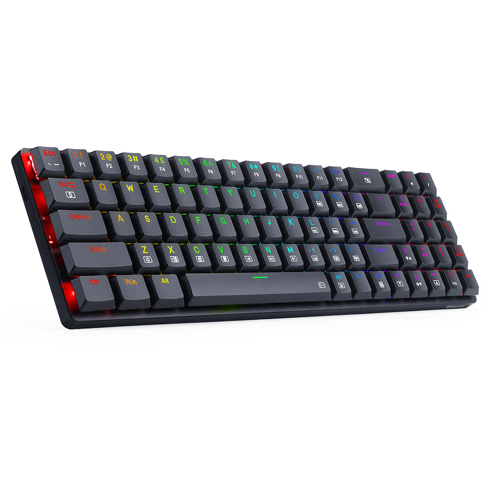 Redragon K626P-KB Ashe 78 Keys Wired RGB Compact Mechanical Keyboard Ultra-Thin with Numpad Blue Switch - Black
