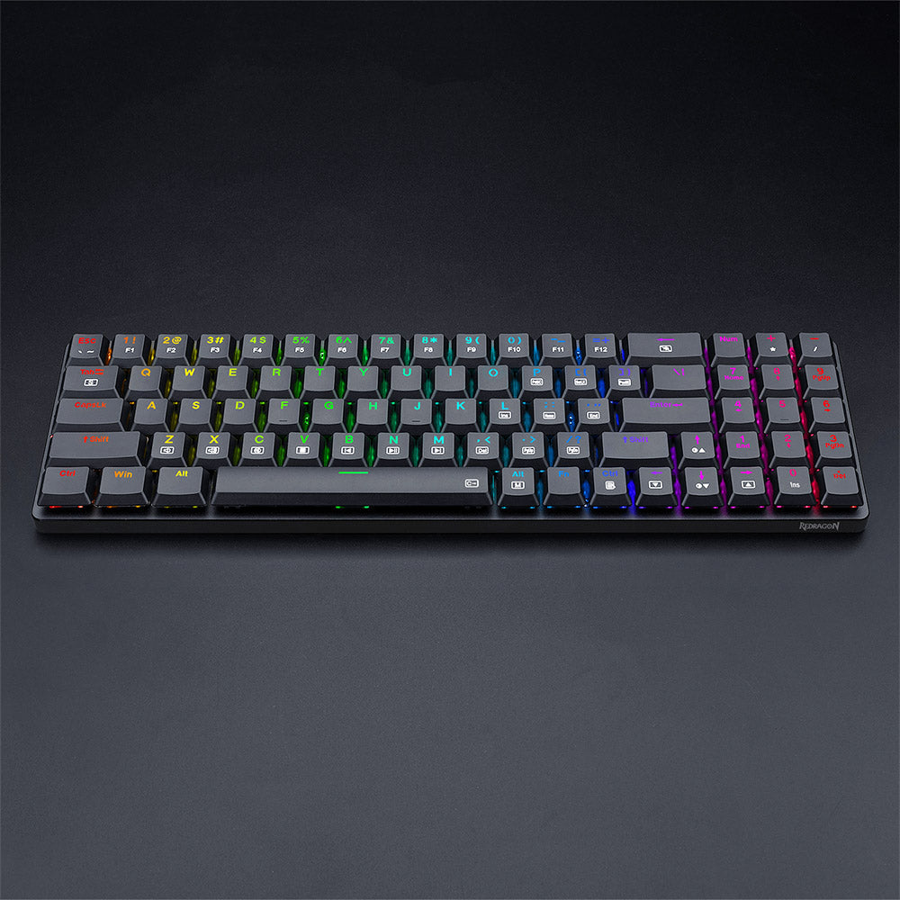 Redragon K626P-KB Ashe 78 Keys Wired RGB Compact Mechanical Keyboard Ultra-Thin with Numpad Blue Switch - Black