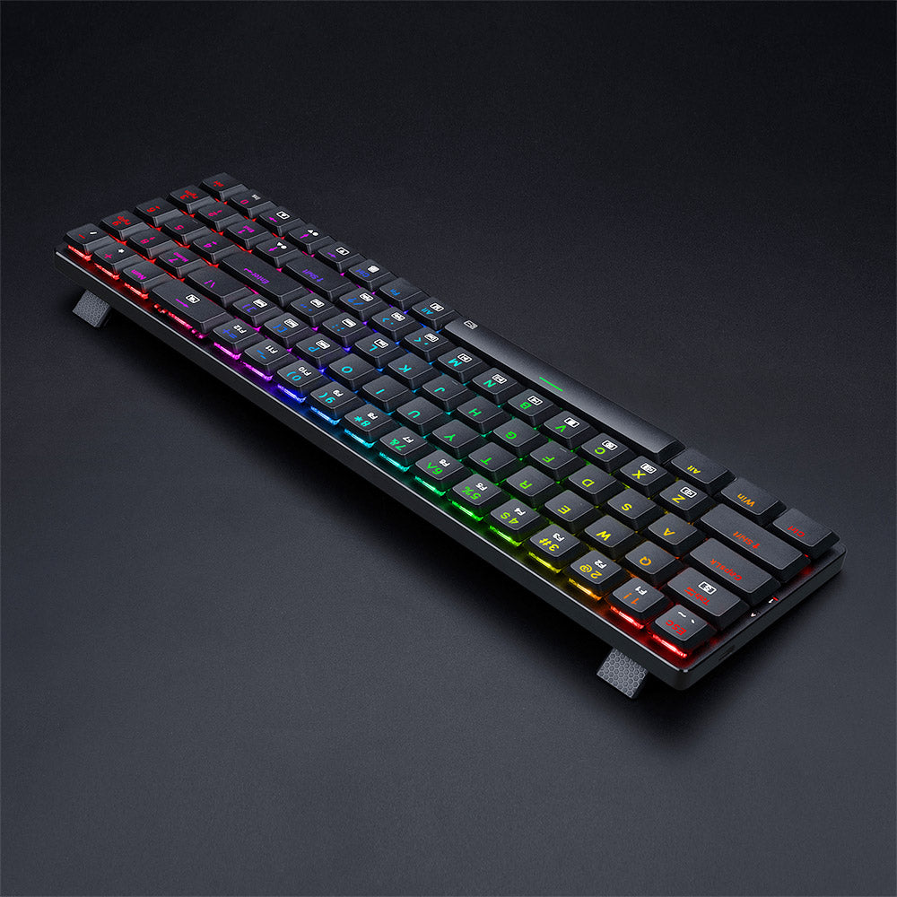 Redragon K626P-KB Ashe 78 Keys Wired RGB Compact Mechanical Keyboard Ultra-Thin with Numpad Blue Switch - Black