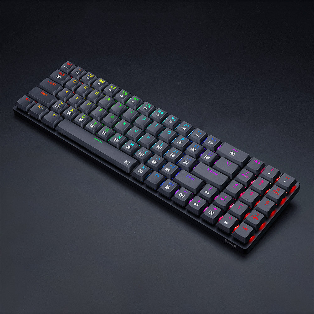 Redragon K626P-KB Ashe 78 Keys Wired RGB Compact Mechanical Keyboard Ultra-Thin with Numpad Blue Switch - Black