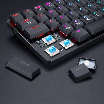 Redragon K626P-KB Ashe 78 Keys Wired RGB Compact Mechanical Keyboard Ultra-Thin with Numpad Blue Switch - Black
