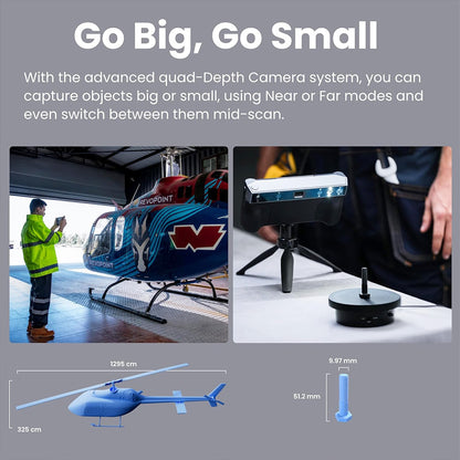 Revopoint MIRACO 3D Scanner with 16GB RAM, 0.02mm High Precision, 15fps Scanning Speed, 8K Color Capture, 180° Rotating Screen, 9-axis IMU, 2K HD Picture, Single-shot &amp; Continuous Mode, Standable Design, for Small to Large Objects