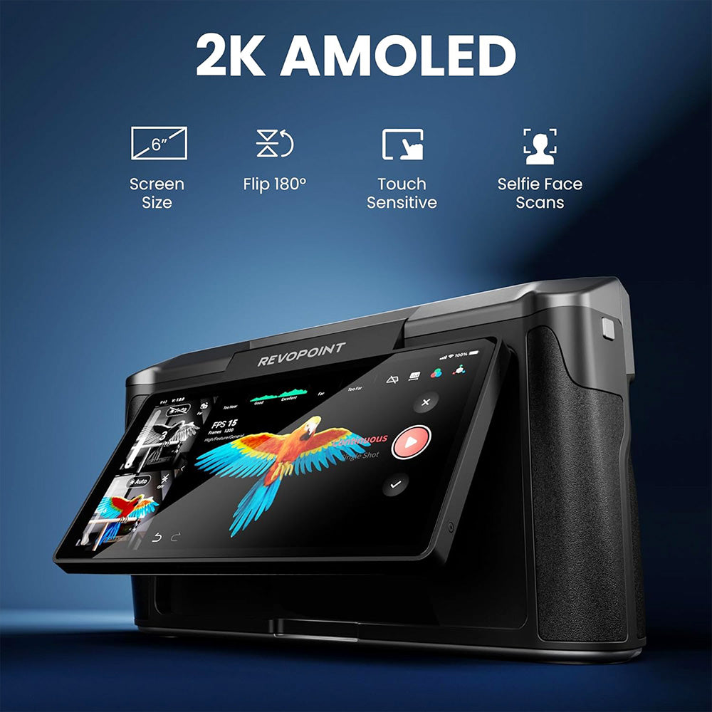 Revopoint MIRACO 3D Scanner with 16GB RAM, 0.02mm High Precision, 15fps Scanning Speed, 8K Color Capture, 180° Rotating Screen, 9-axis IMU, 2K HD Picture, Single-shot &amp; Continuous Mode, Standable Design, for Small to Large Objects