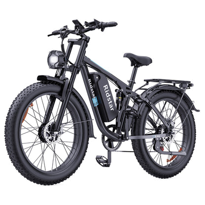 Ridstar E26 Pro Electric Bike, 1000W*2 Motor, 48V 23Ah Battery, 26*4 Inch Fat Tires, 49km/h Max Speed, 75km Range, Dual Hydraulic Brake, Full Suspension, Shimano 7-speed