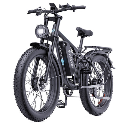 Ridstar E26 Pro Electric Bike, 1000W*2 Motor, 48V 23Ah Battery, 26*4 Inch Fat Tires, 49km/h Max Speed, 75km Range, Dual Hydraulic Brake, Full Suspension, Shimano 7-speed