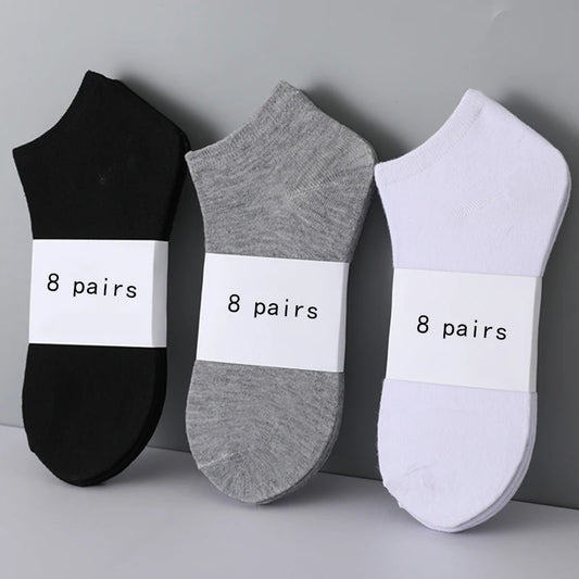 8 pares de calcetines náuticos invisibles de corte bajo para mujer y hombre, de silicona, antideslizantes, de verano, invisibles, hasta el tobillo, de color liso, informales, transpirables.