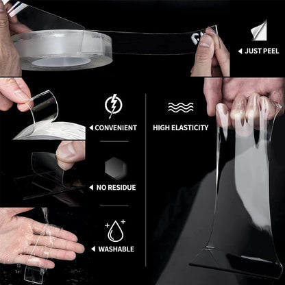 1-10M Double-sided Adhesive Nano Tape 30mm Width Reusable No Trace Waterproof Ultra-strong Wall Tape Strip Clear Mounting Tape