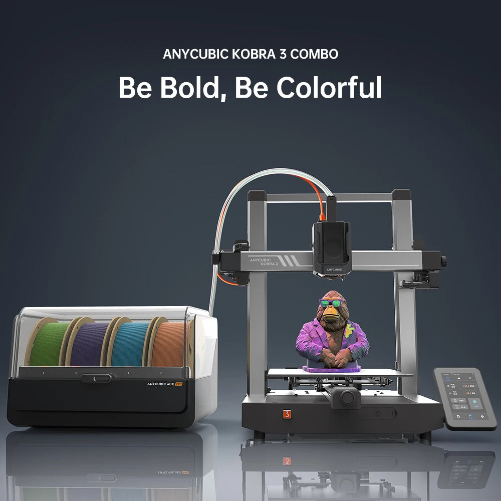 ANYCUBIC Kobra 3 Combo Multi-Color FDM 3D Printer With Max 600mm/s Printing Speed Build Size 250x250x260mm Print in 4 to 8 Color