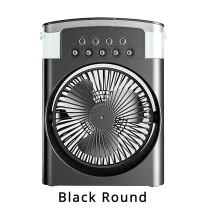 Humidificador portátil 3 en 1, ventilador de aire acondicionado, USB, luz LED nocturna, vaporizador de agua, divertido enfriador de aire, humidificador para el hogar.