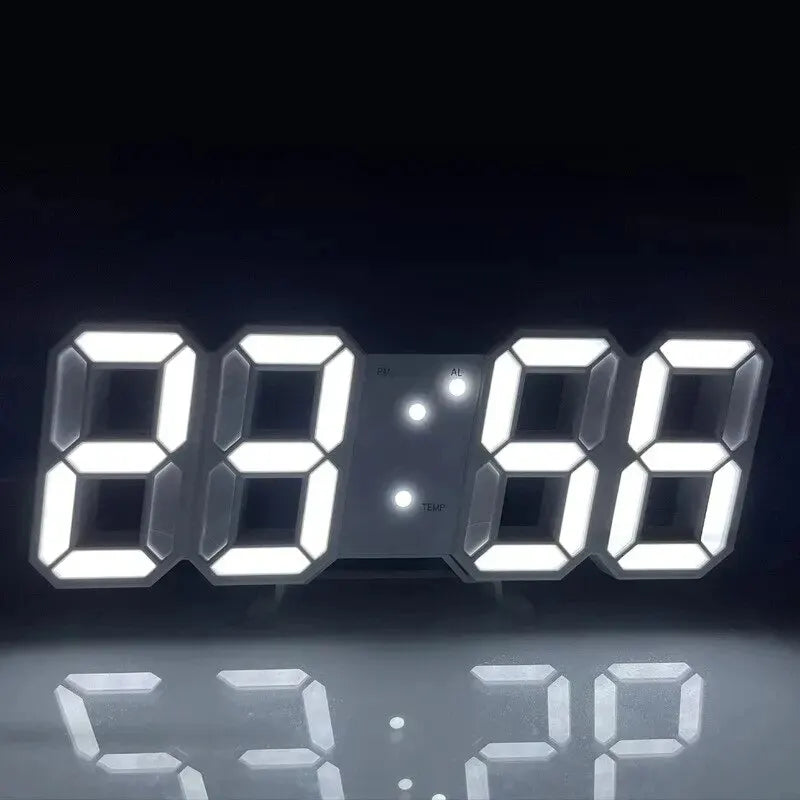 Reloj digital LED 3D luminoso de pared, multifuncional, creativo, con enchufe USB, electrónico, para decoración del hogar.
