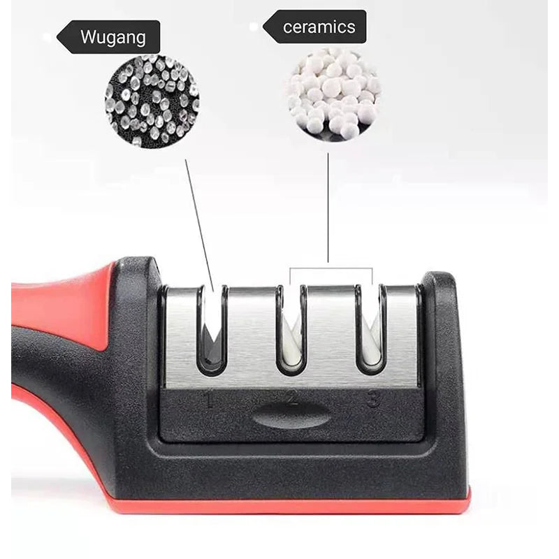 Afilador de cuchillos 3 en 1 de cocina profesional de 3 etapas para cuchillos rectos y de cerámica