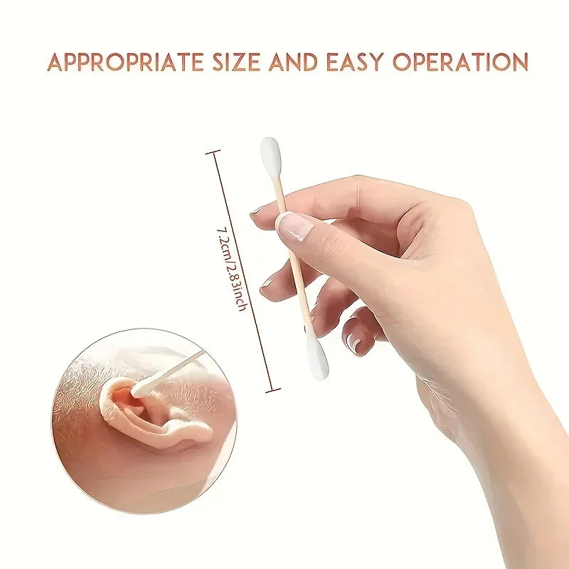 100/500/700/1000 piezas de hisopos de algodón de madera de doble cabezal para limpieza de nariz y orejas, herramientas de maquillaje para mujeres, hisopos de algodón labiales, bastoncillos de algodón para oídos