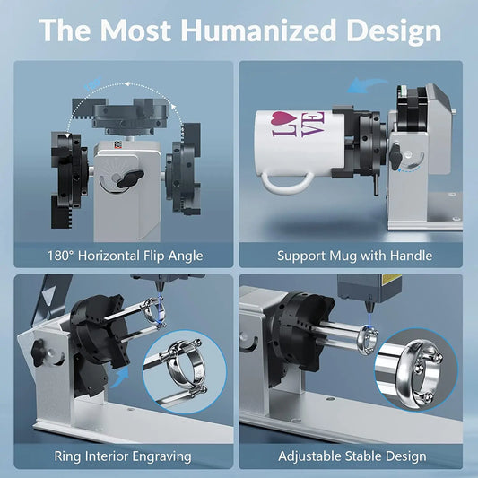 ORTUR 4-in-1 Multi-Function Chuck Laser Engraver Rotary Roller Claw AlgoLaser RR2 For Cylindrical Ring Irregular Ball Object