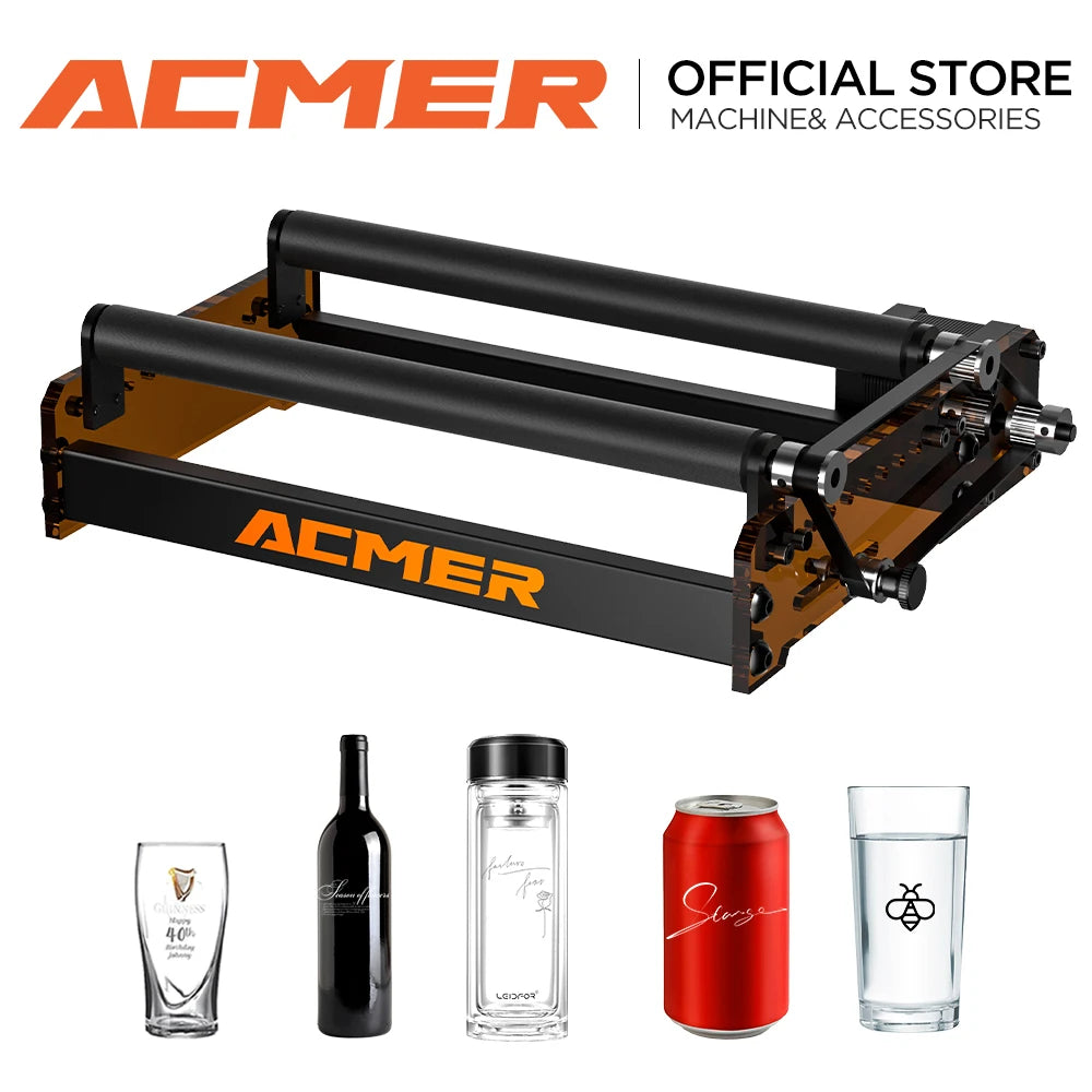 ACMER M3 Laser Rotary Roller Laser Engraver Y-axis Rotary Roller For 95% of laser engraving LightBurn LaserGRBL