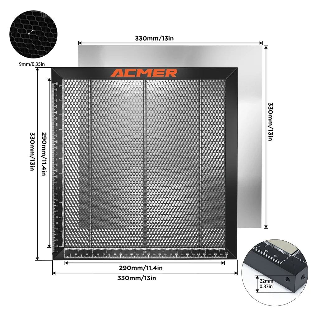 ACMER Laser Cutting Honeycomb Working Table for CO2 or diode Laser Engraver Cutting Machine 300x300/330x330/400x400/440x440x22mm