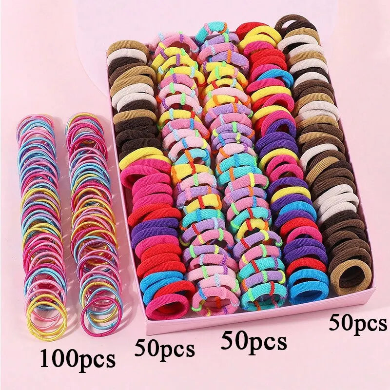 Juego de 250/300 bandas elásticas de nailon para el pelo de colores para niñas, accesorios para el cabello para niñas.
