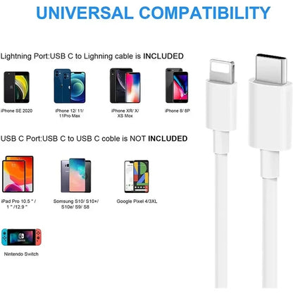 Cable de carga rápida de 30 W para Apple iPhone 14, 13, 12, 11 Pro Max, mini cable USB C rápido para X, XR, XS, 8, 7, 14 Plus, SE, accesorios para teléfono