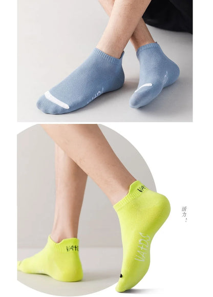 5 pares de calcetines invisibles de colores brillantes para hombre, transpirables, de moda urbana, deportivos, desodorantes, invisibles, para viajes y correr.