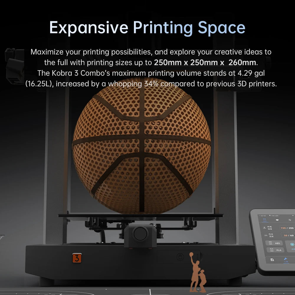 ANYCUBIC Kobra 3 FDM Multi-Color 3D Printer Print in 4 to 8 Color With Max 600mm/s Printing Speed Build Size 250mmx250mmx260mm