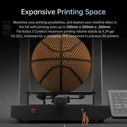 ANYCUBIC Kobra 3 FDM Multi-Color 3D Printer Print in 4 to 8 Color With Max 600mm/s Printing Speed Build Size 250mmx250mmx260mm