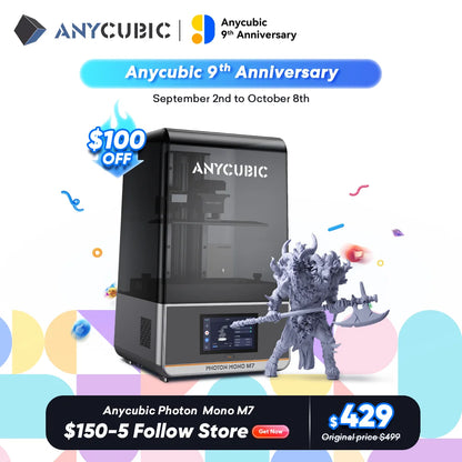 ANYCUBIC Photon Mono M7 14K Mono MSLA 3D Printer 10'' 14K LCD Resin 3D Printer Speed Up to 150mm/h Printing Size 223*126*230mm
