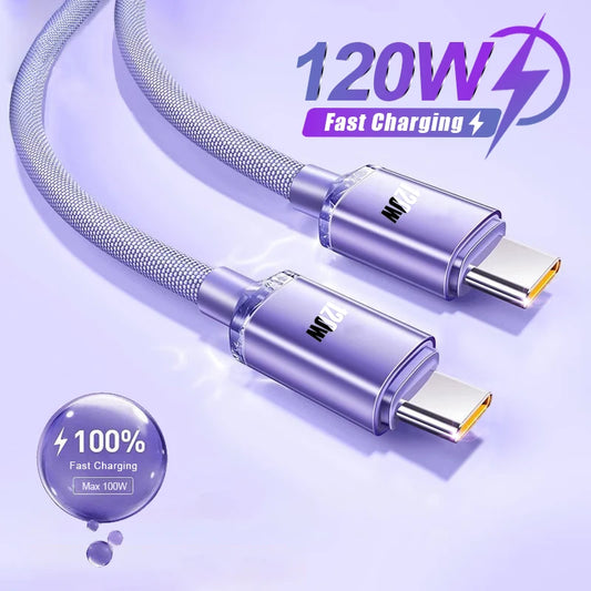 120W USB C auf Typ C Kabel für iPhone 15 Pro Max Samsung S24 S23 PD Superschnelles Ladedatenkabel für Xiaomi Redmi Huawei Kabel