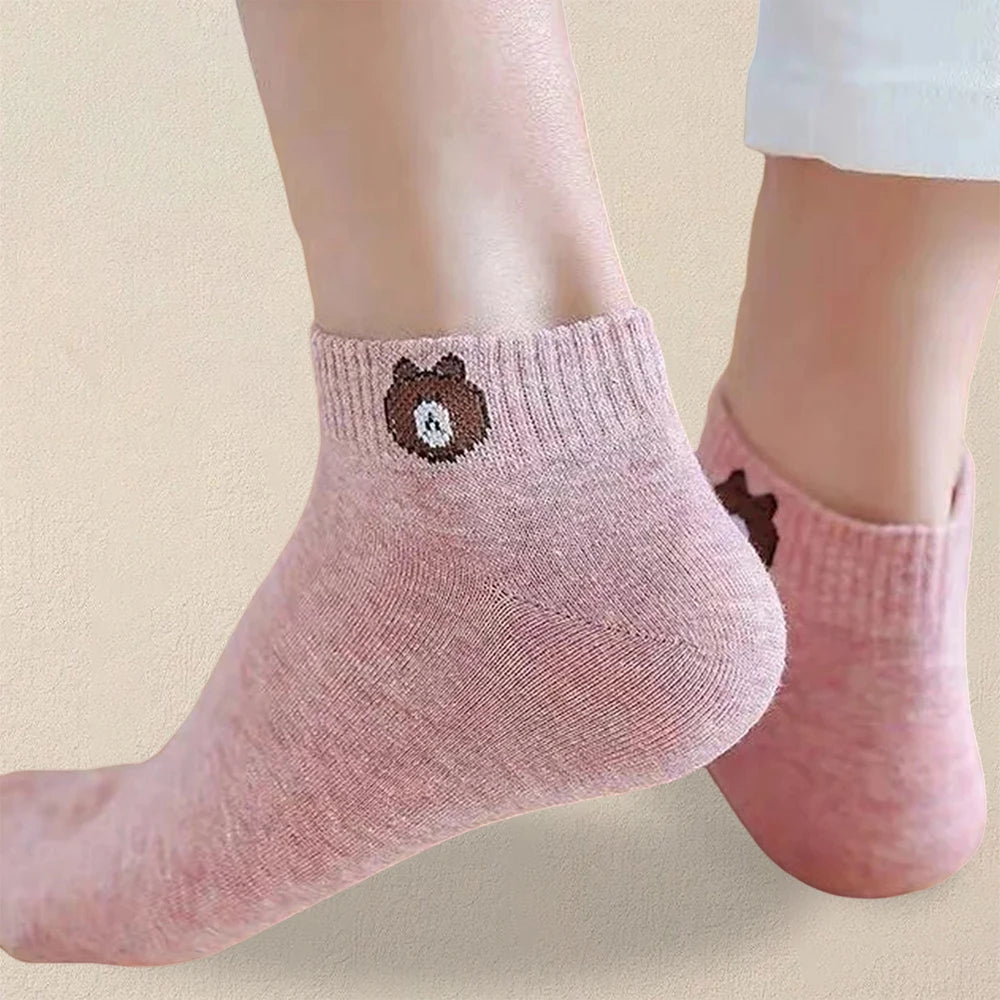 10 pares de calcetines con estampado de dibujos animados para mujer, modernos y versátiles, ligeros, transpirables, cómodos y casuales.
